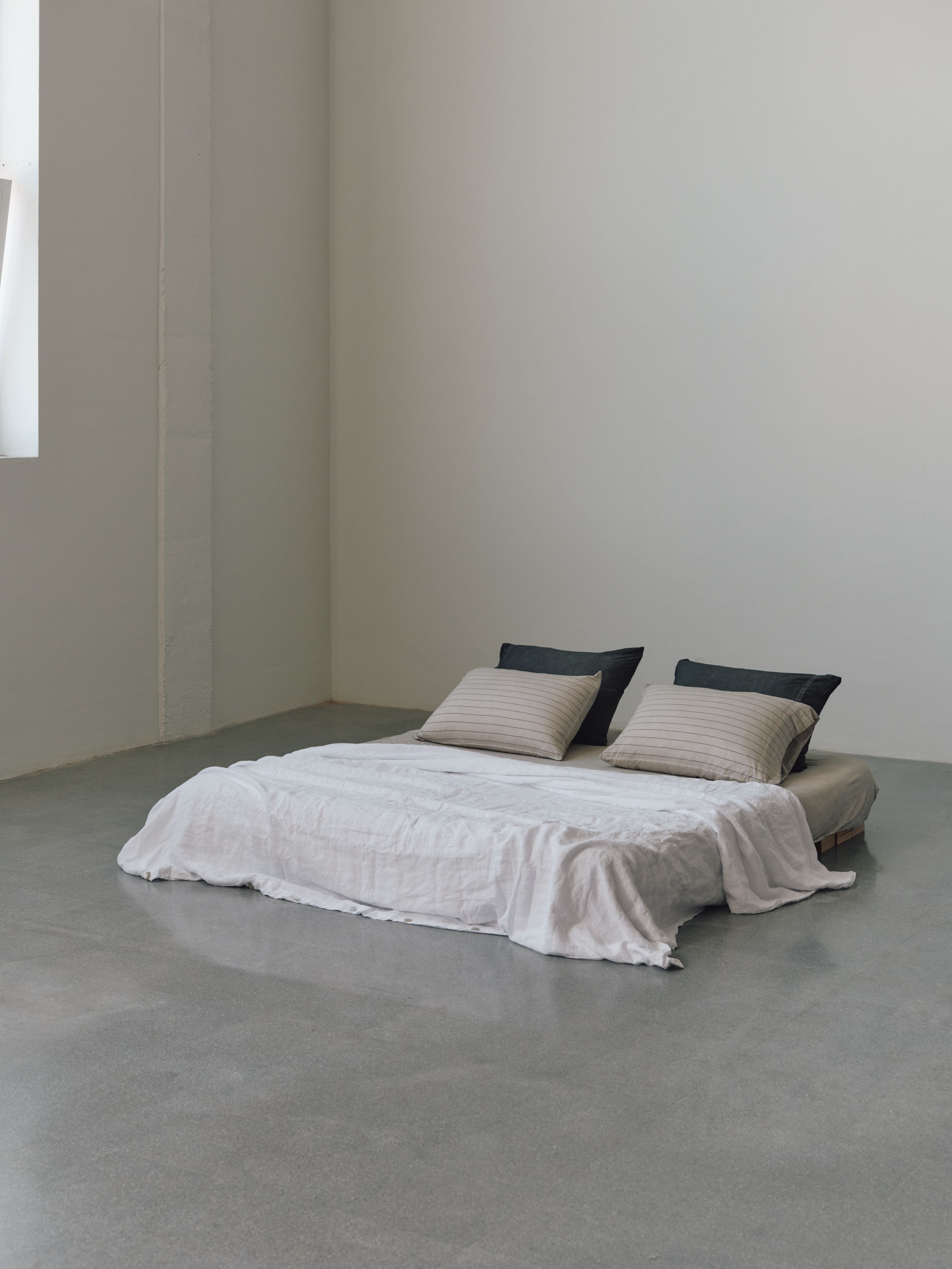 Mikmax cotton linen bedding white striped oat